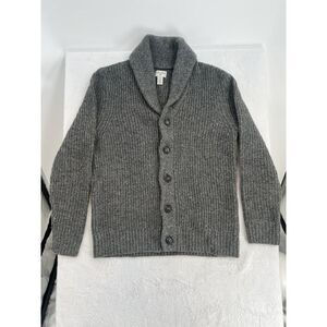 Dockers Shawl Cardigan Mens Small Gray Wool Blend Ribbed Knit Classic grandpa